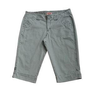 NO BOUNDARIES Womens Size 11 Vintage Y2K Green Cropped Pants Bermuda Shorts